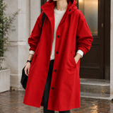 Sienna-Rose Hooded Overcoat - Red