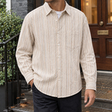 Dylan-Grey Striped Shirt - Apricot