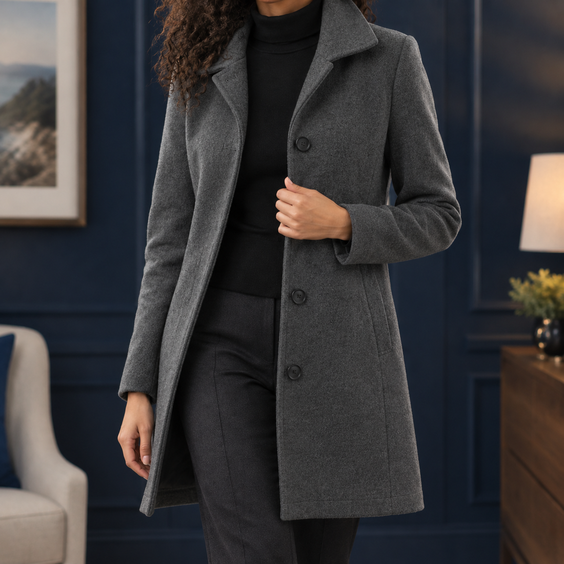 Colette-Eve Button Coat - Gray