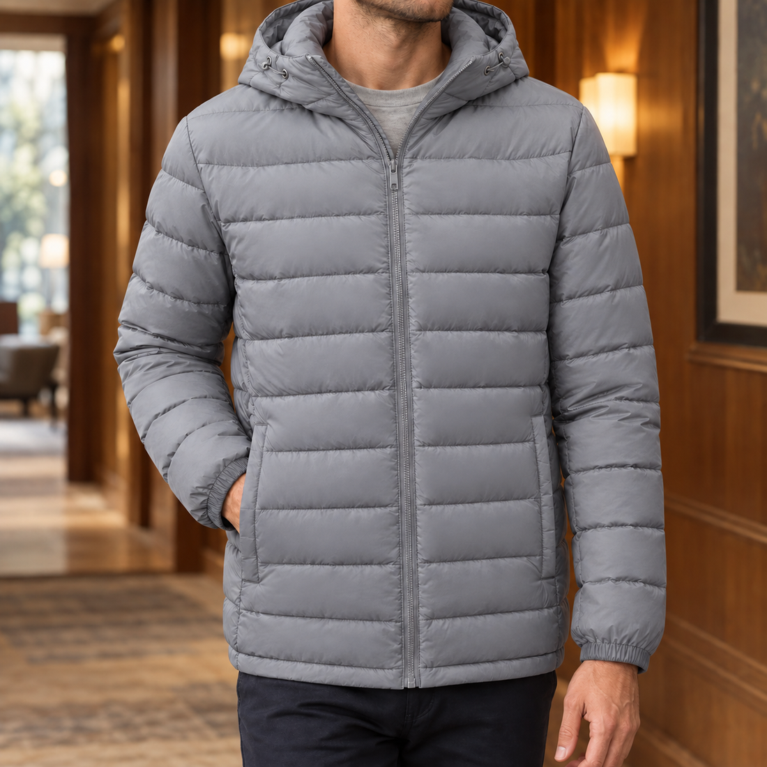 Magnus-York Hooded Puffer Jacket - Gray