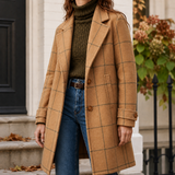 Theodora-Belle Plaid Coat - Khaki