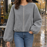 Pippa-Lane Balloon Sleeve Jacket - Space Gray