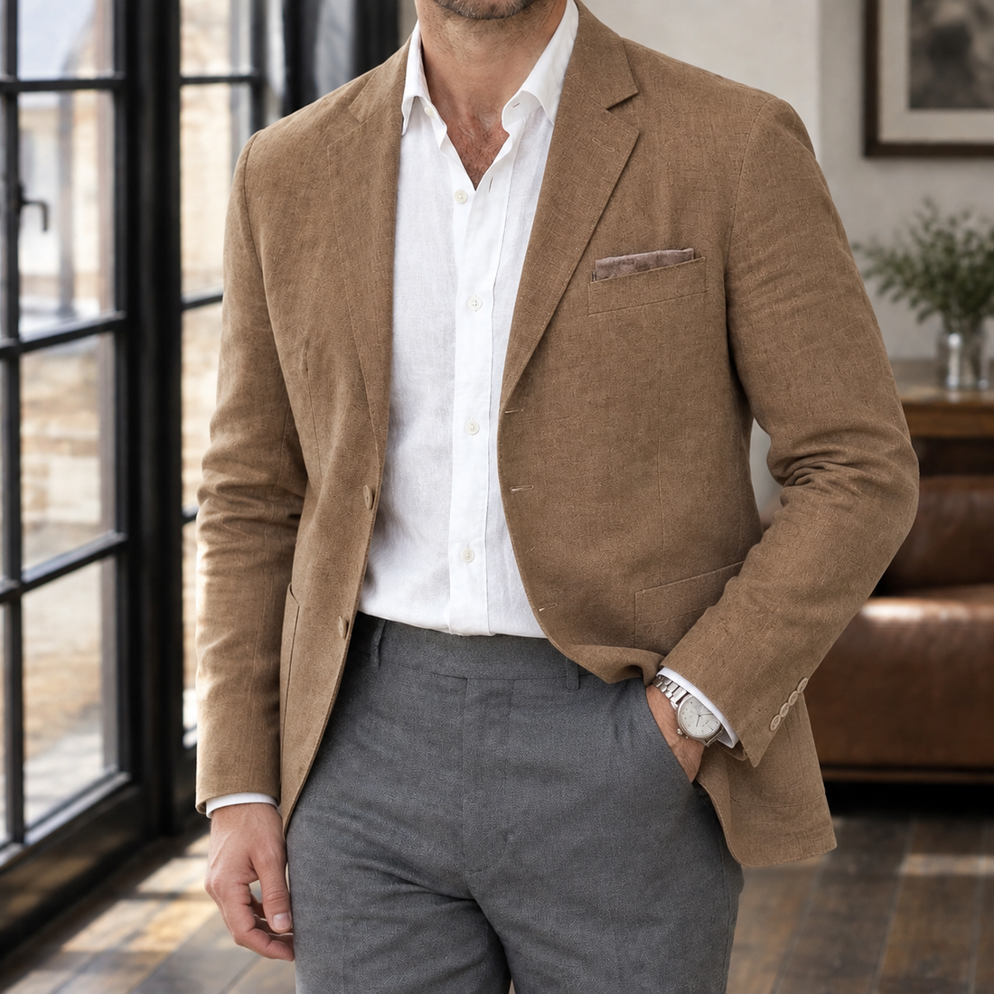 Leander-Hayes Relaxed Blazer - Brown