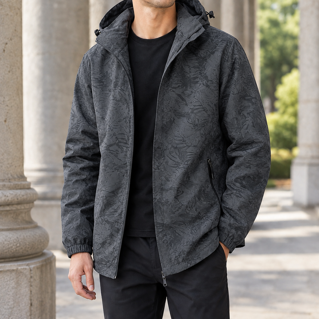 Harlan-Grey Tonal Print Jacket - Gray