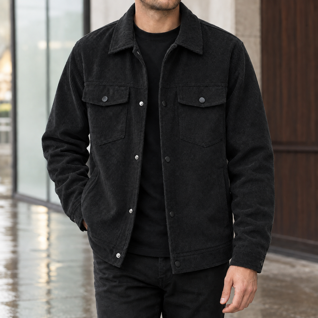 Mathias-Reid Corduroy Overshirt - Black