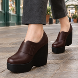 Bargello-Verona Platform Wedge Heels - Dark Brown