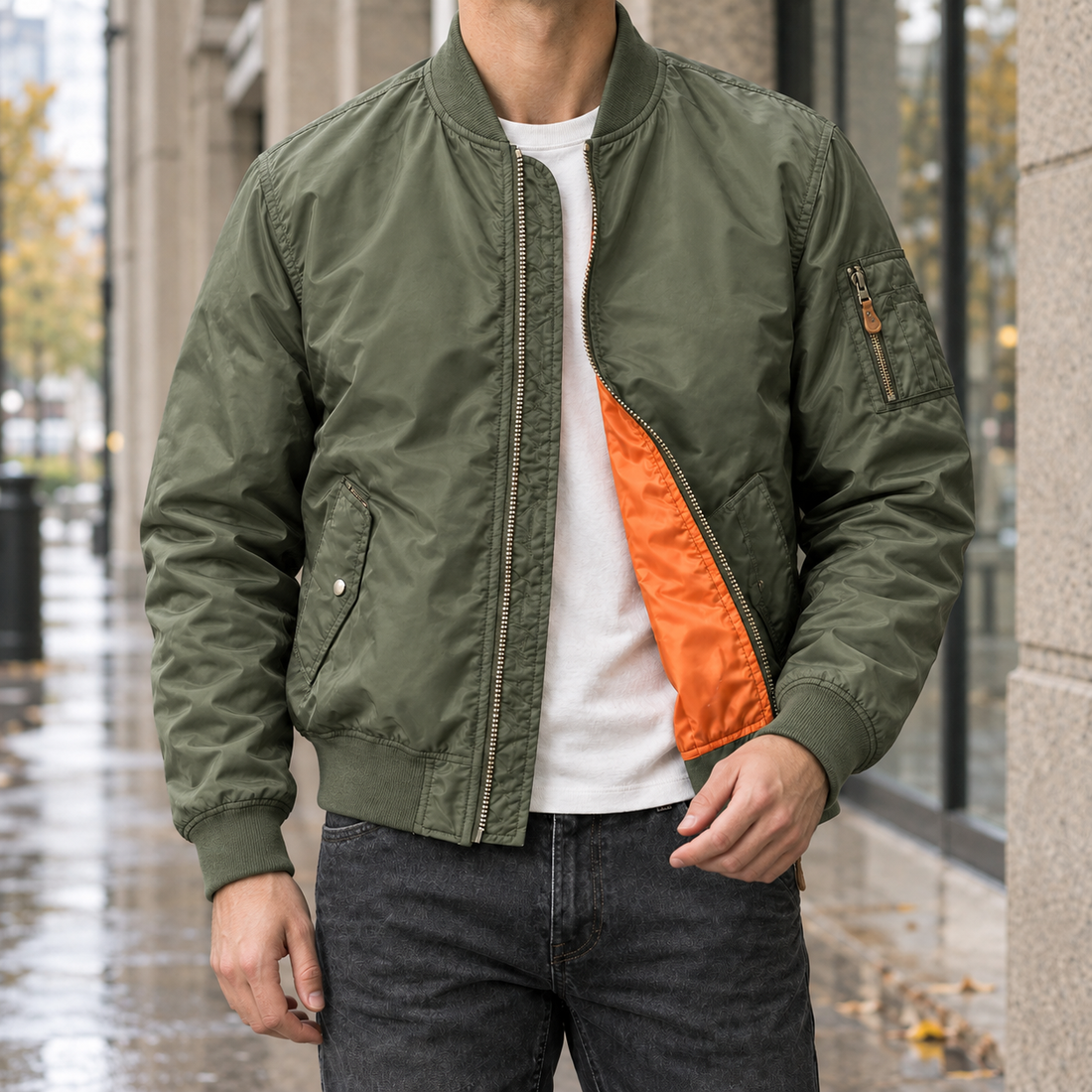 Jake Bomber Jacket - Army Green