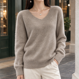 Imogen-Mae V Neck Wool Sweater - V-neck Raw Camel