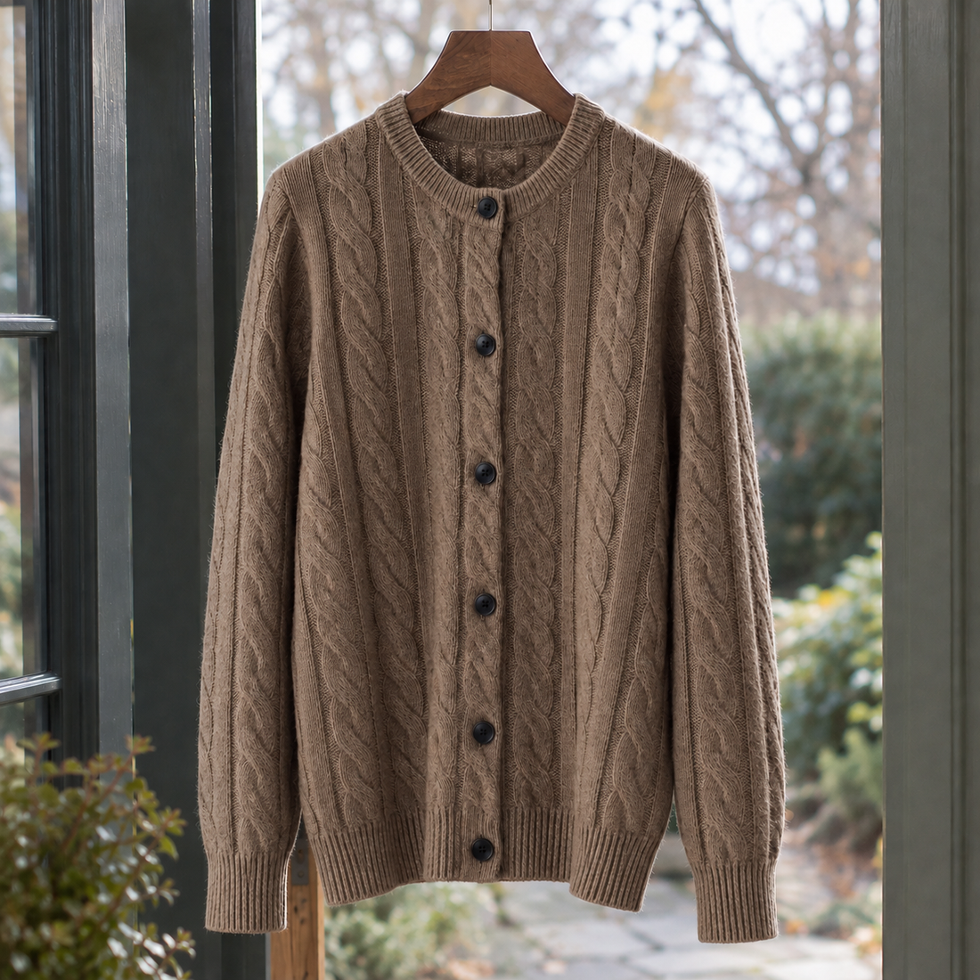 Carmen-Mae Wool Cardigan - Dark Camel