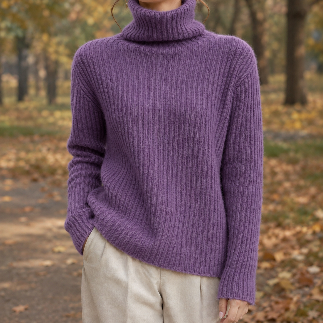 Annabel-Claire Ribbed Sweater - Purple