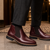 Rimini Brogue Chelsea Boots - Red