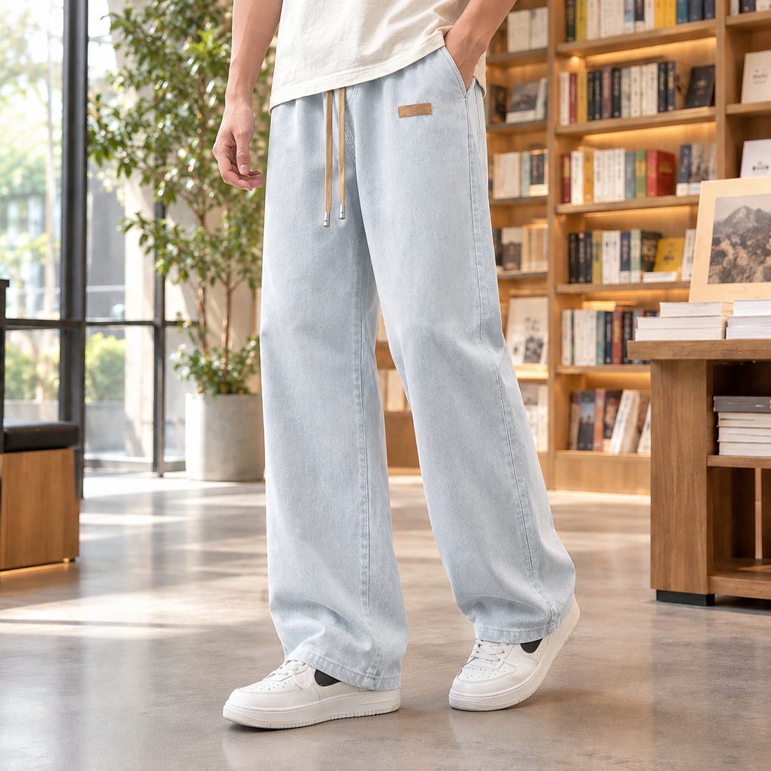 Merrick-Lane Wide Leg Pants - Light Blue