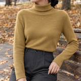 Ameline-Elise Wool Turtleneck Top - Olive Camel