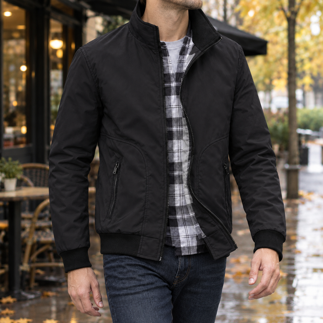 Reece-Miles Stand Collar Jacket - Black