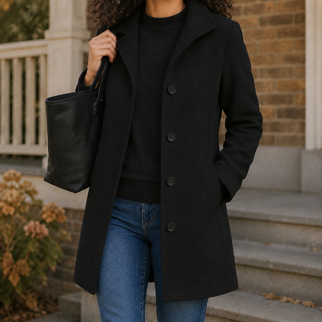 Alba-Sage Straight Cut Coat - Black