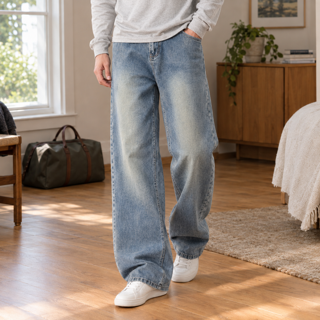 Samson-Wade Wide Leg Jeans - Retro Blue Xk