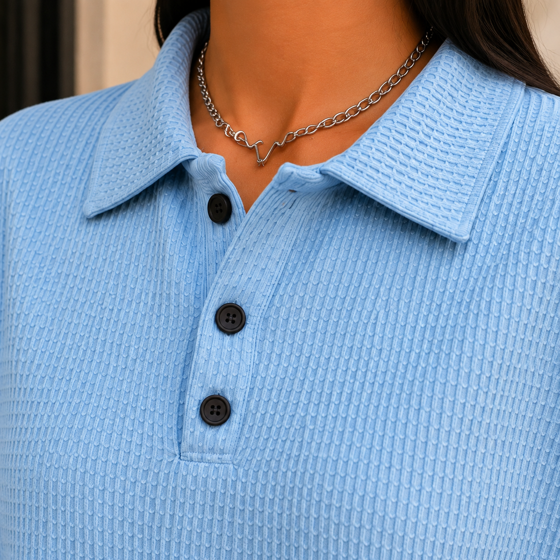 Isabeau Waffle Polo - Lead Product Detail