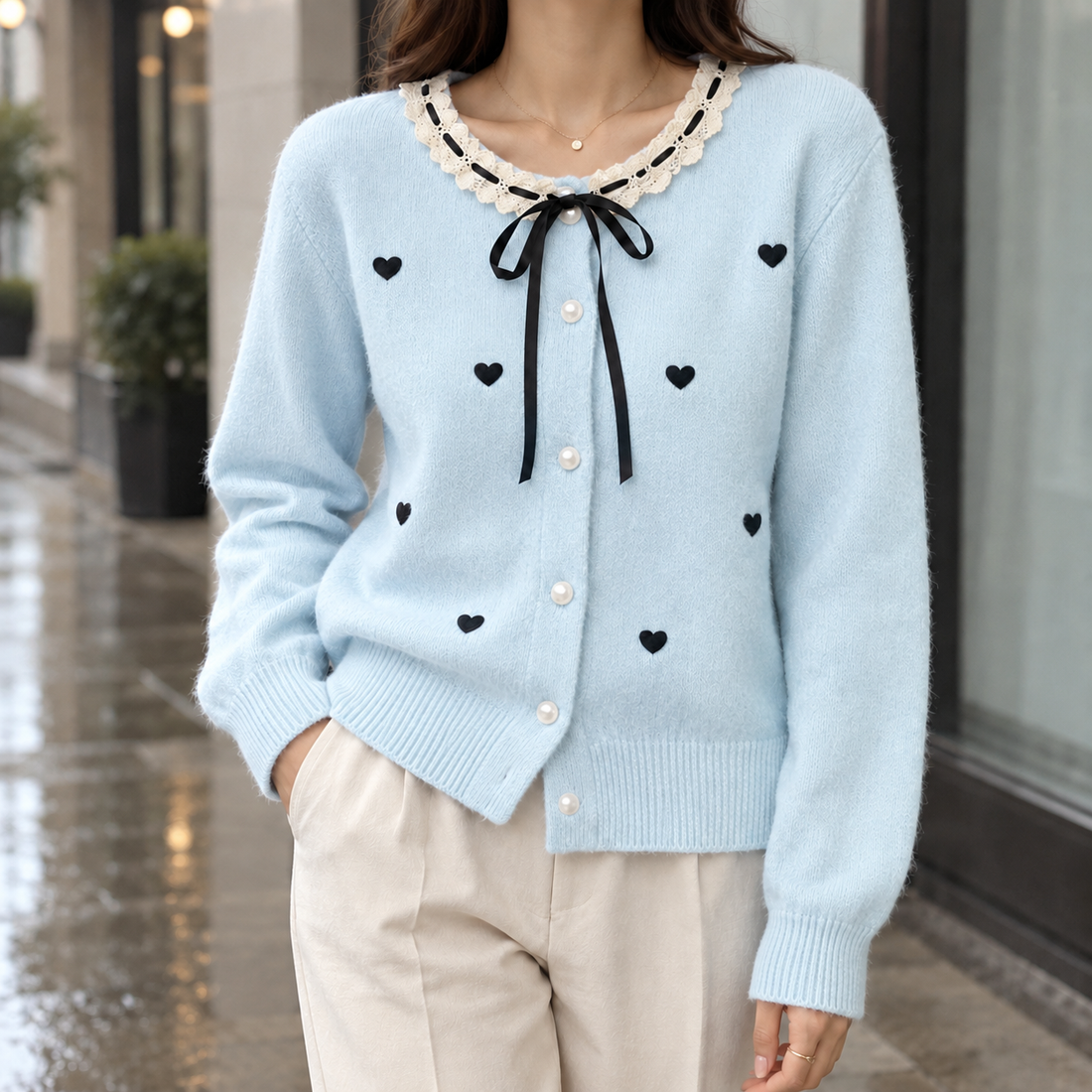 Ines-Kate Lace Cardigan - Light Blue