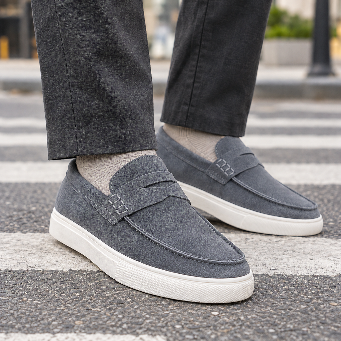 Ferraro-Monza Suede Slip Sneakers - Gray