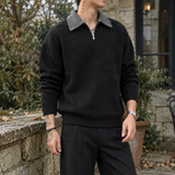 Orson-Cole Contrast Collar Sweater - Black