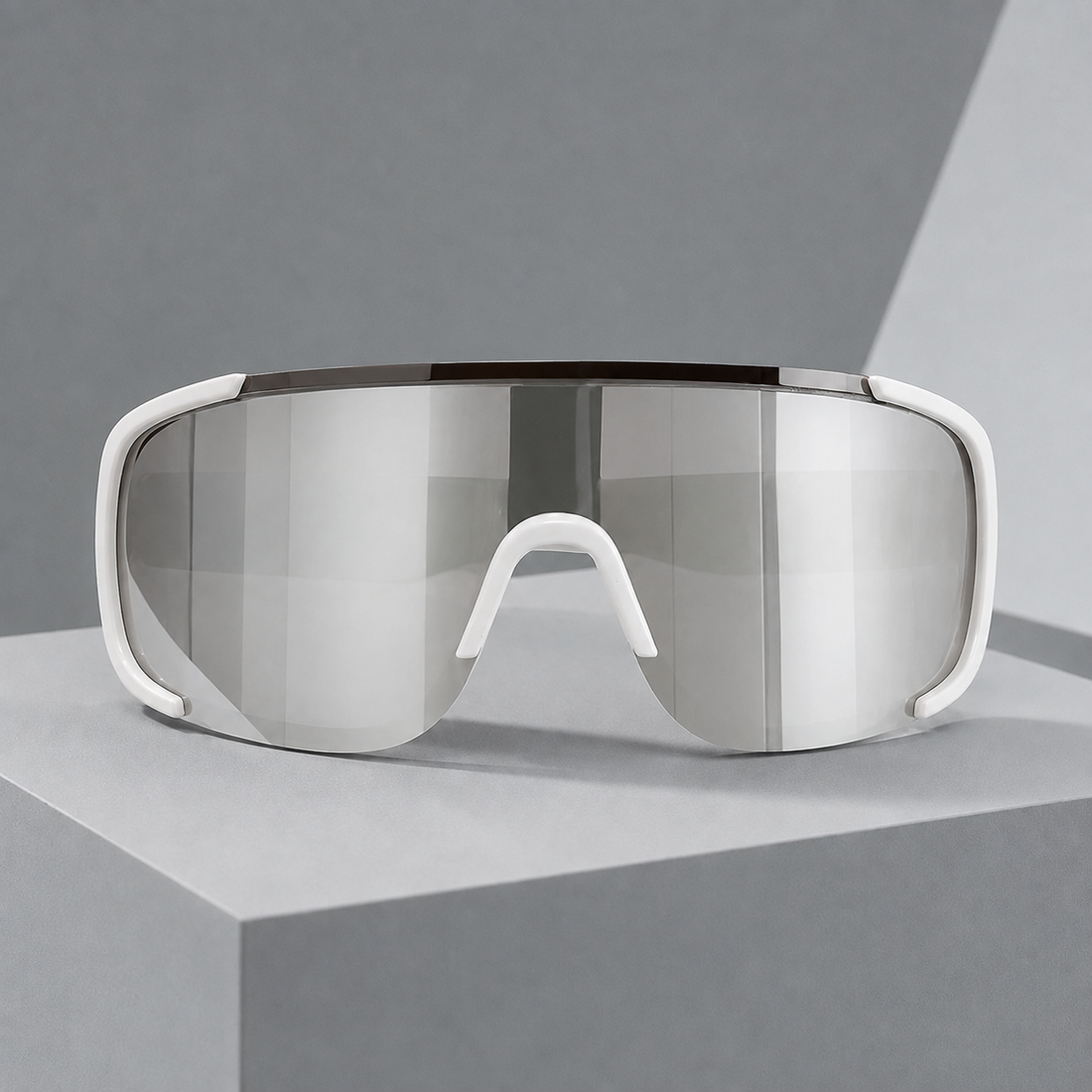 Valerian Shield Sunglasses - White Framed Mercury Tablet