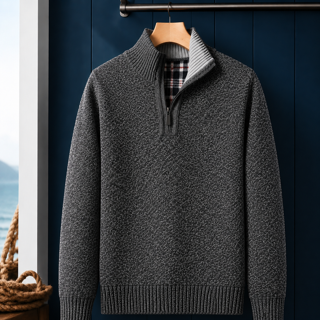 Rafferty Quarter-Zip Sweater - Dark Gray