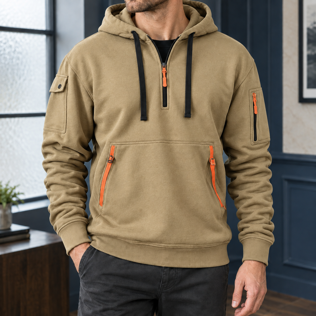 Benedict-Scott Utility Hoodie - Khaki