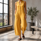 Aria-Belle Mandarin Jumpsuit - Yellow