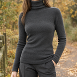 Tatiana-Sage Wool Turtleneck - Dark Gray