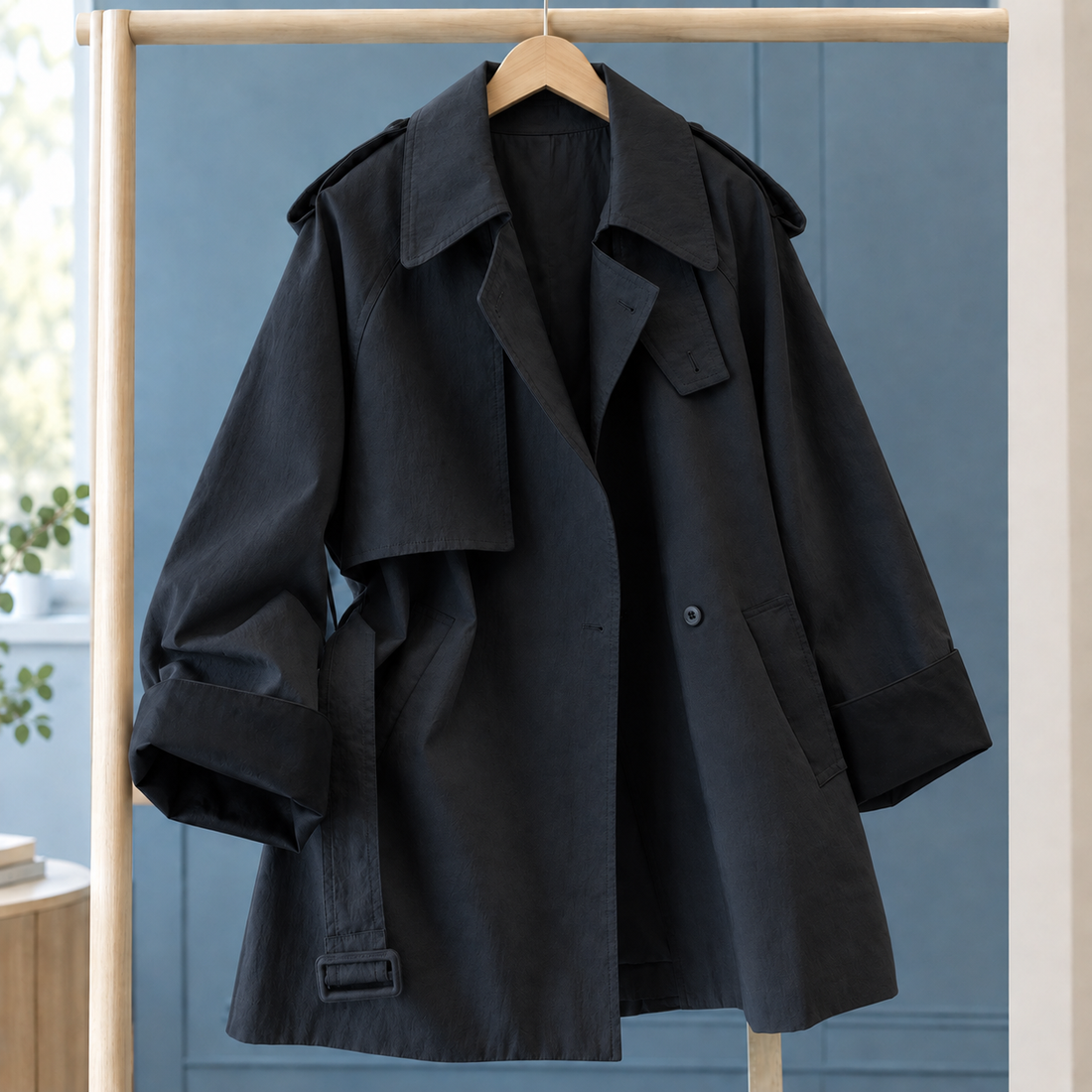 Isabeau-Jade Belted Overcoat - Black
