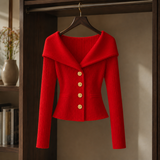 Josephine-Kate Ribbed Sweater - Red