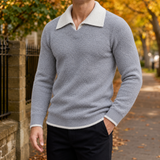 Mason-Dean Contrast Collar Sweater - Gray