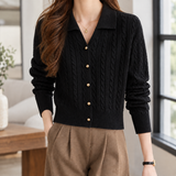 Livia-Rose Cable Knit Cardigan - Black