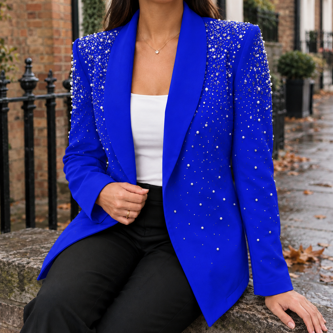 Sofia-Jane Embellished Blazer - Blue