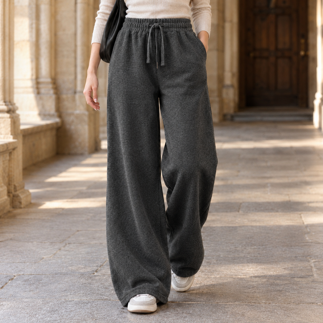 Mercedes-Hope Wide Leg Pants - Dark Gray Super Soft
