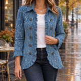 Mina-Marie Ruffle Jacket - Navy Blue