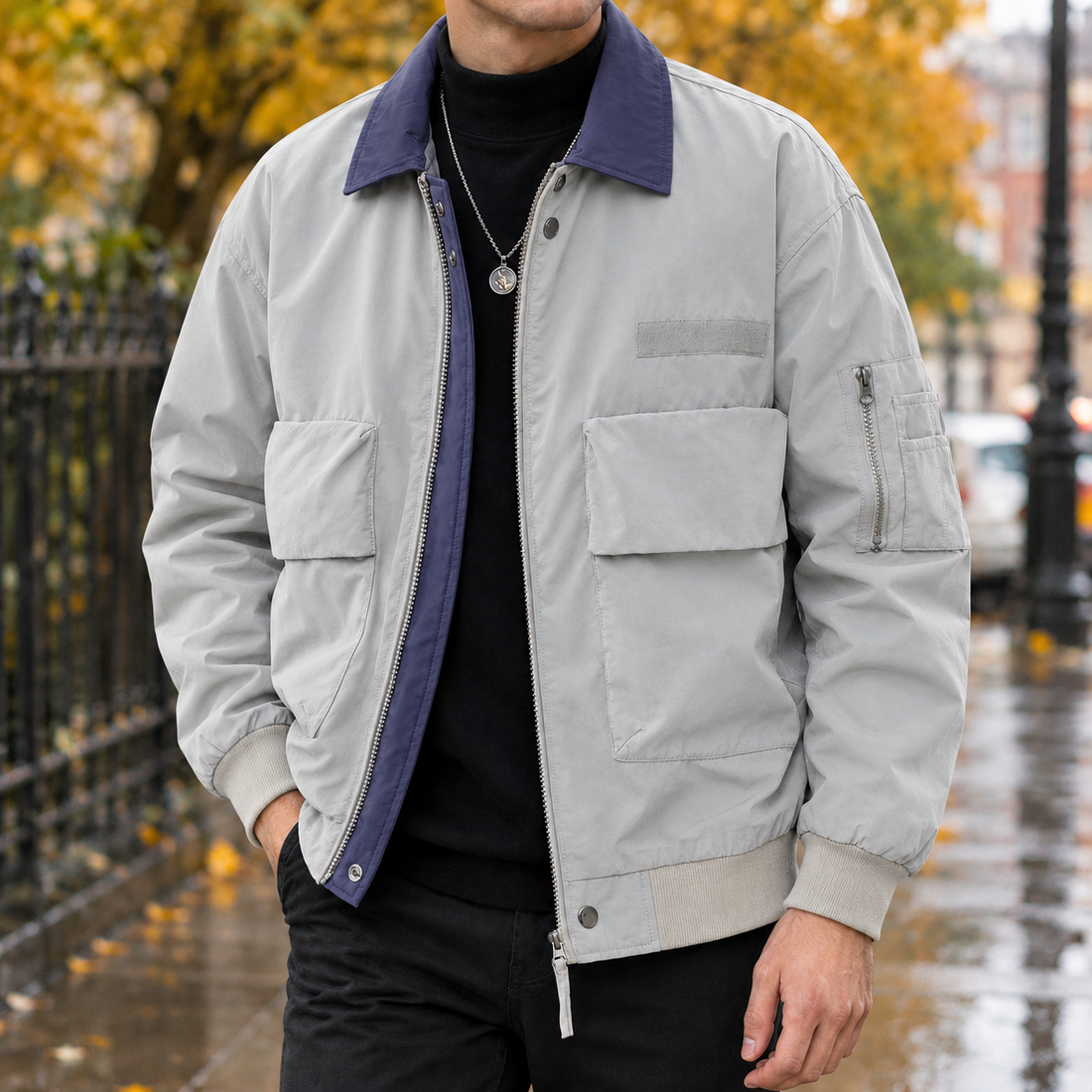 David-West Utility Jacket - Silver Gray