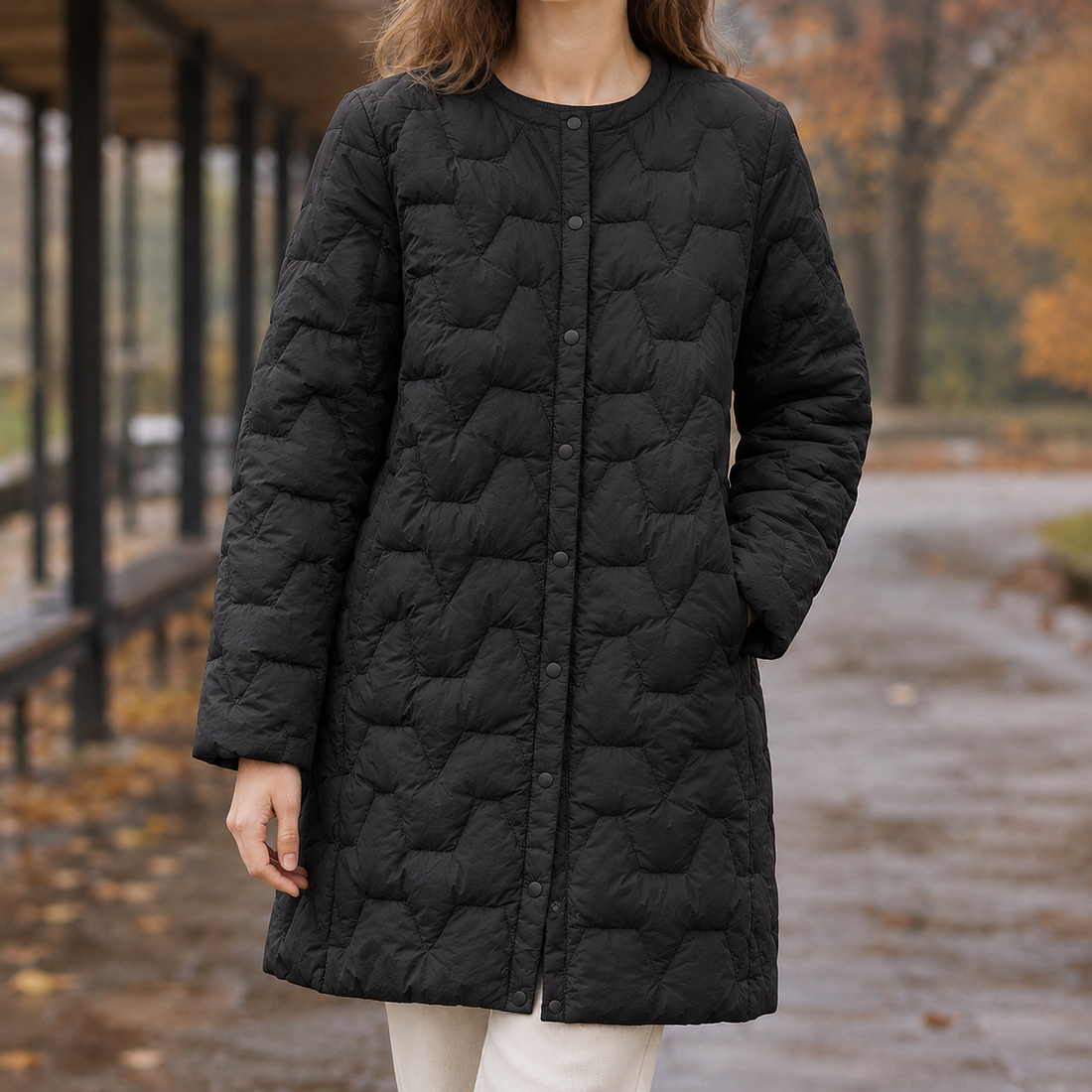 Honora-Sage Quilted Puffer Coat - Black