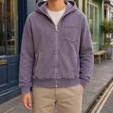 Mortimer Washed Zip Hoodie - Purple