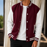 Blaise-Grey Varsity Jacket - Wine Red
