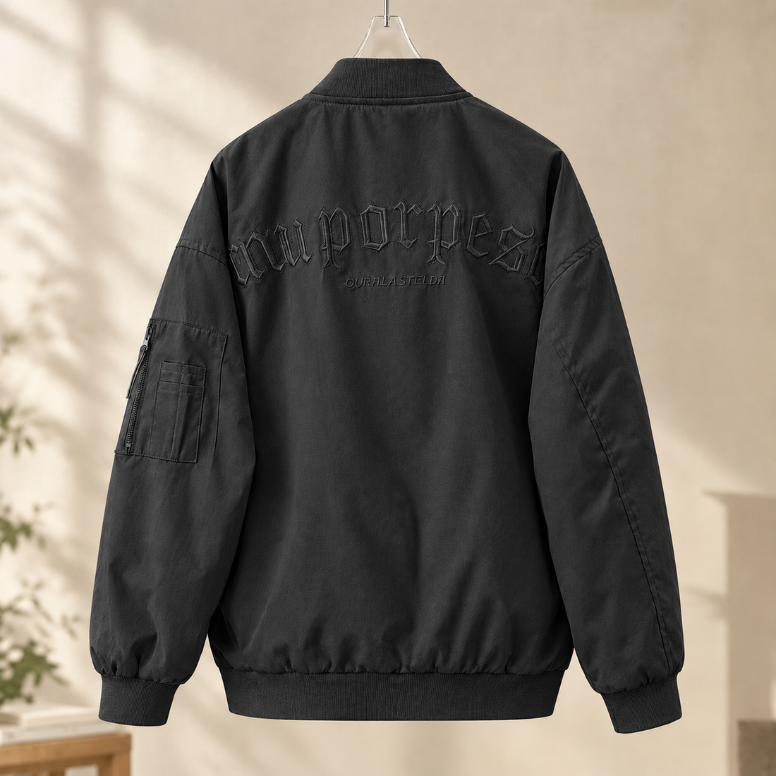Alexander-Tate Embroidered Bomber Jacket - Black
