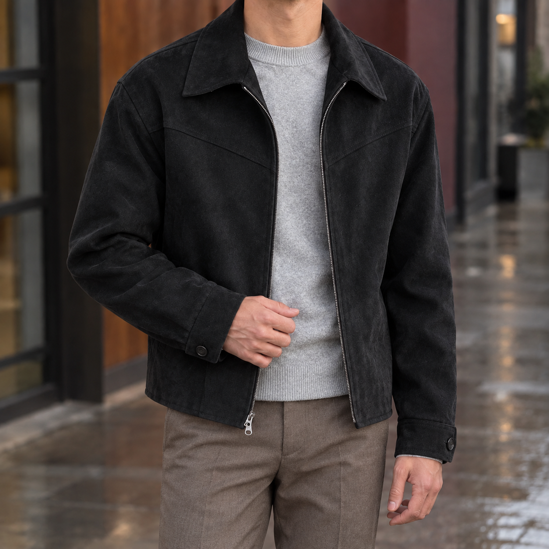 Gregoire-Flynn Suede Jacket - Black