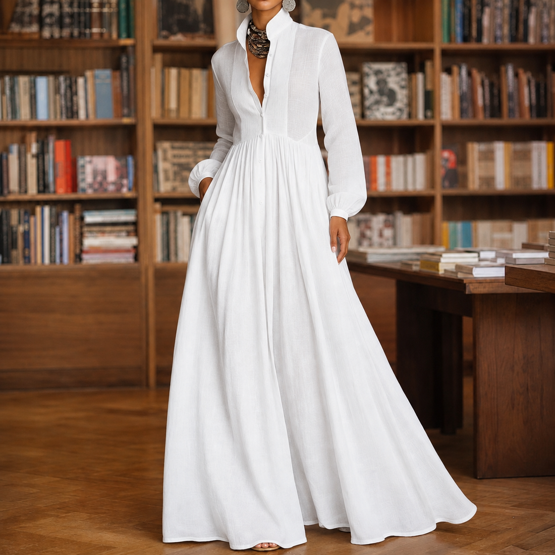Priscilla-Skye Flowing Maxi Dress - White