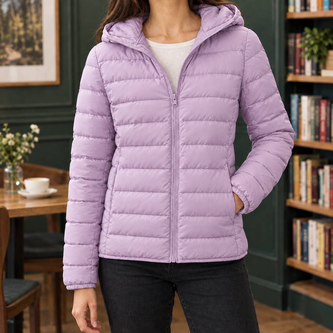 Adriana-Skye Cashmere Puffer Jacket - Light Purple