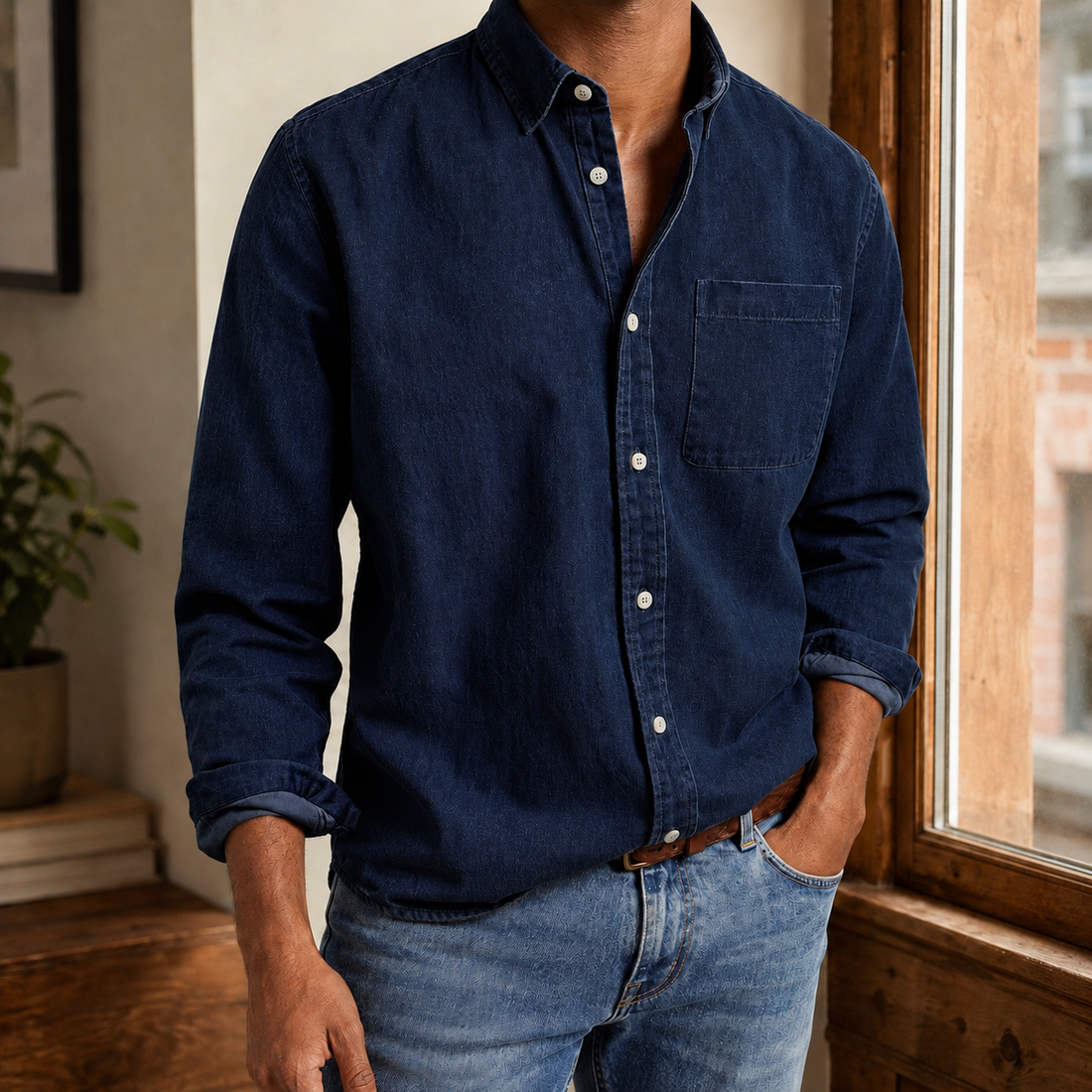 Amos-Wren Relaxed Shirt - Dark Blue