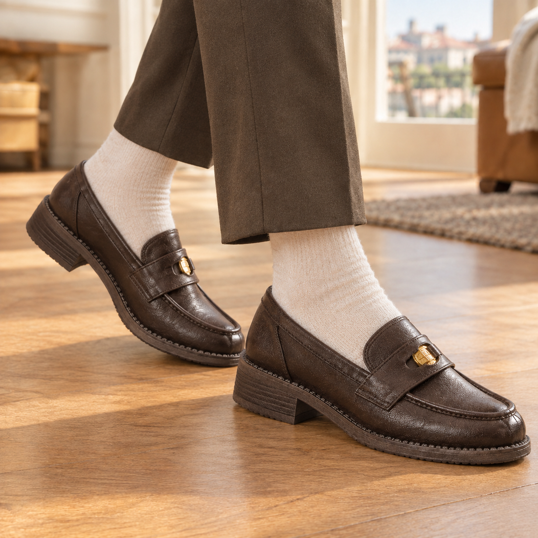 Poggio Coin Loafers - Brown