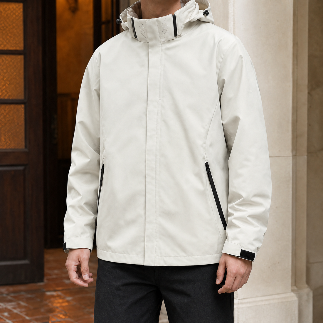 Frank-Grey Hooded Jacket - Ivory White