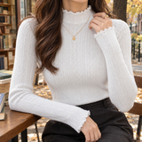 Zelda-Claire Ruffle Neck Sweater - White