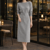 Natalie-Skye Belted Knit Dress - Gray