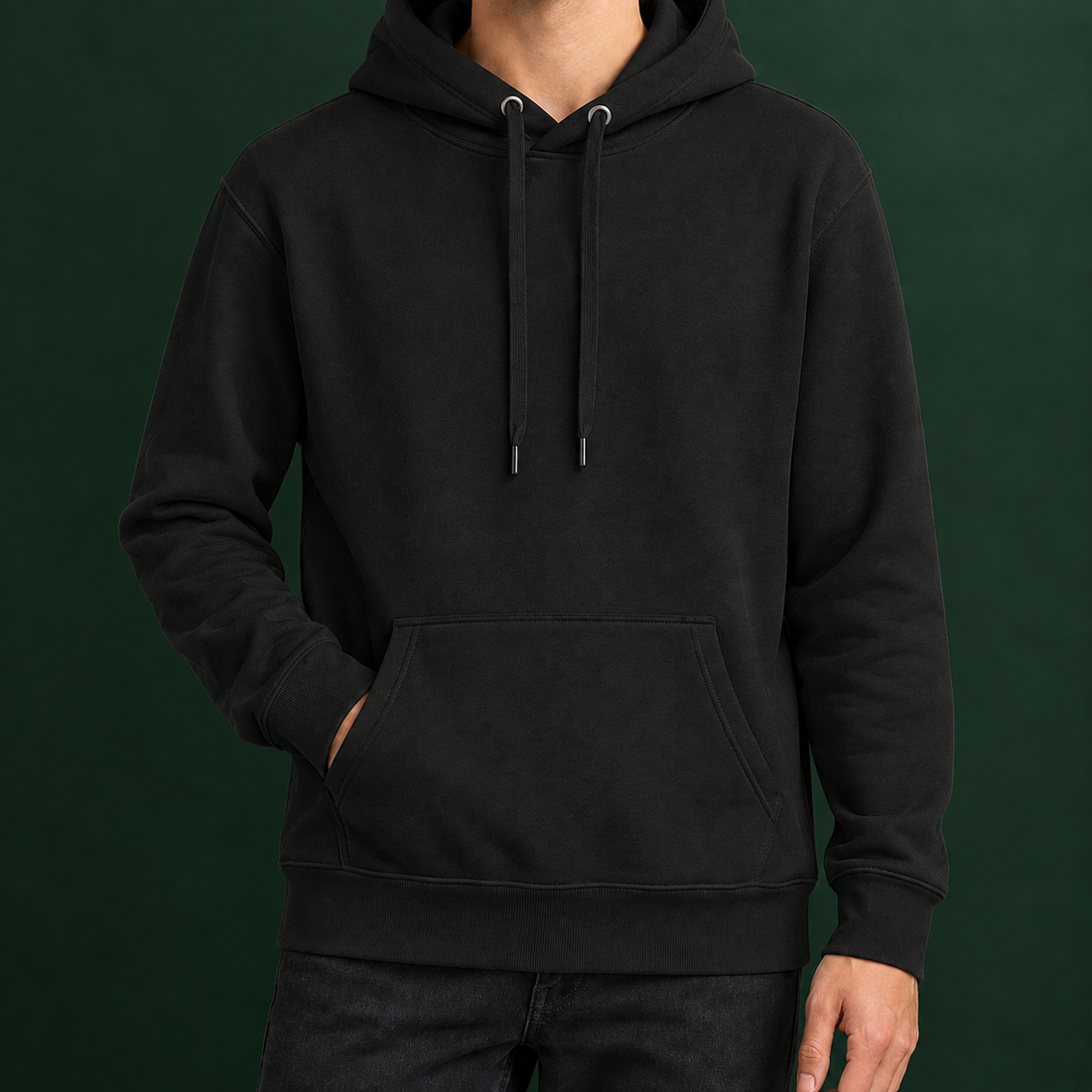 Cyprian-Stone Fleece-Lined Hoodie - Black